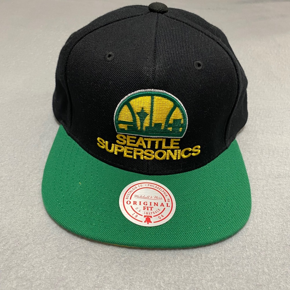 New Mitchell & Ness Seattle SuperSonics Snapback Hat Black Green NBA 21091326